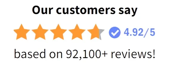 4.92 out of 5 stars based on over 92,100 customer reviews